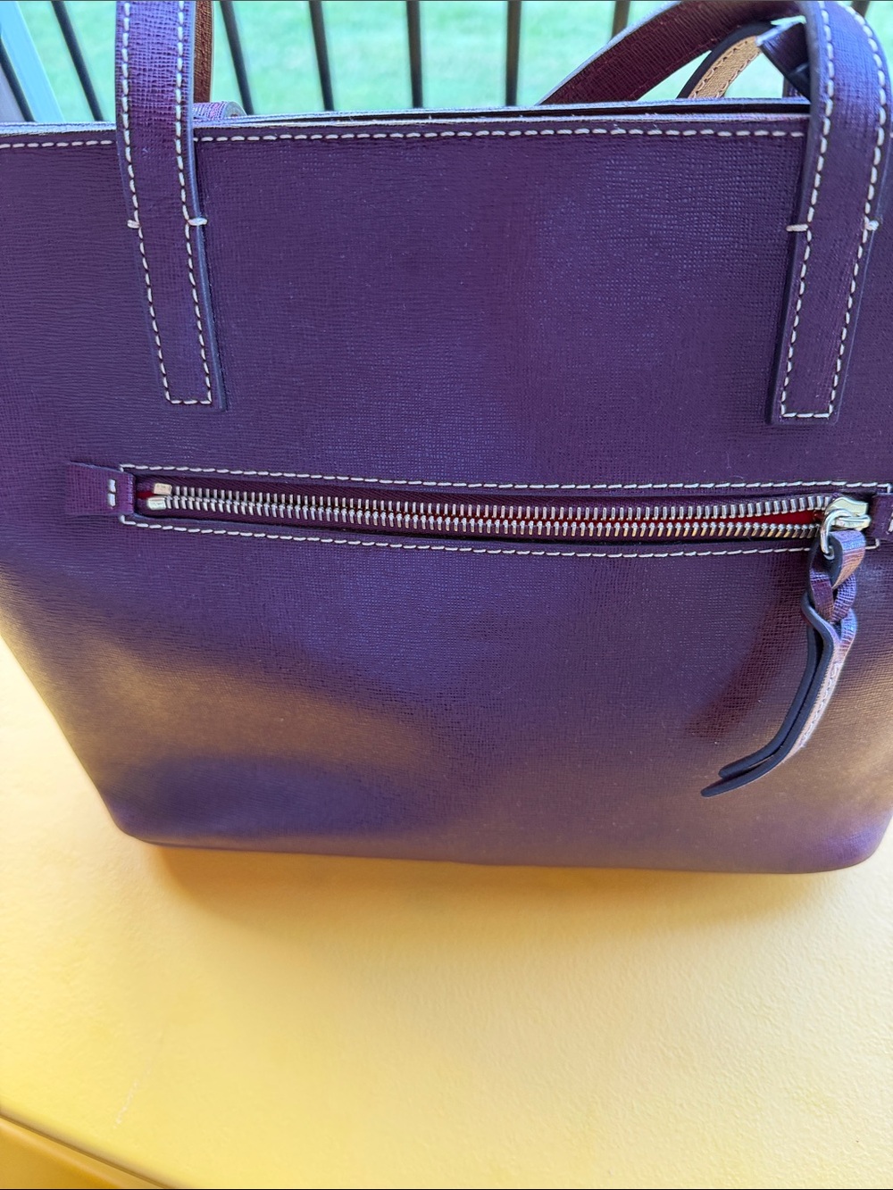 Dooney & Bourke Plum Leather Tote in Deep Purple Burgundy in color - Picture 3 of 5